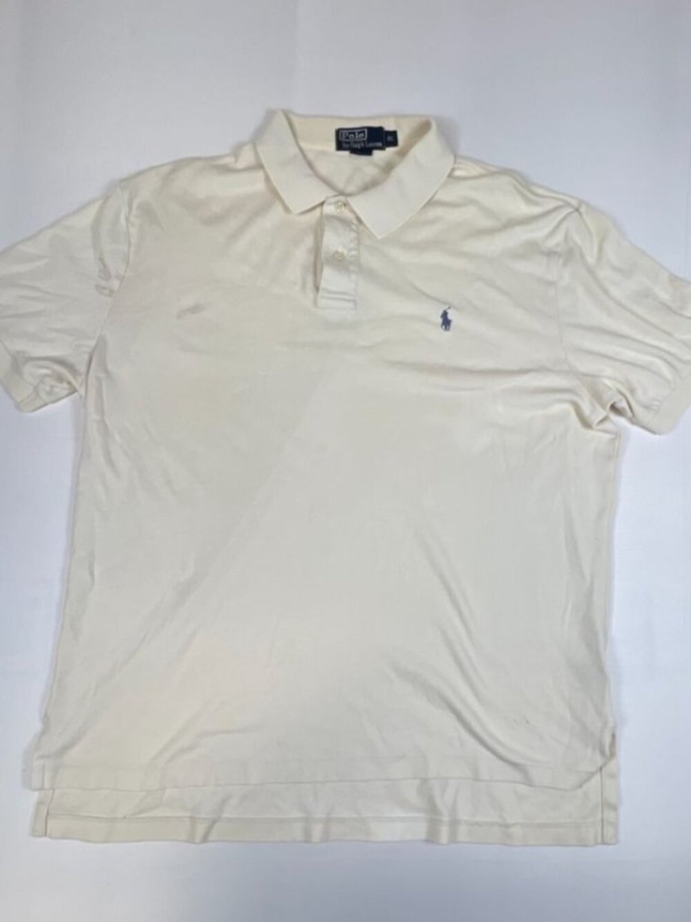 Polo Ralph Lauren Men XL Cream Off White Short Sleeve Pique Polo Shirt